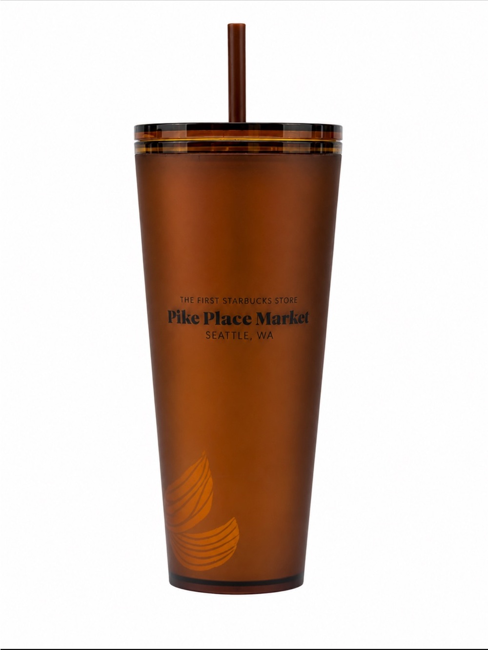 Starbucks Brown Pike Place Market Double-Wall Reusable Tumbler with Straw NWOT